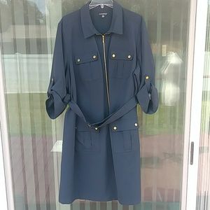 Sharagano Cargo-Pocket Belted Shirt Dress